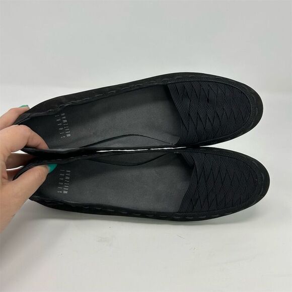 Stuart Weitzman Women's Black Woven Slip-On Loafers Size 9.5 SS (Super Slim) - Picture 10 of 12